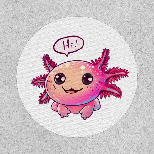 Cute Axolotl Comic in cartoon style Patch (Front)