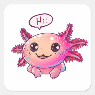 Cute Axolotl Comic in cartoon style Square Sticker