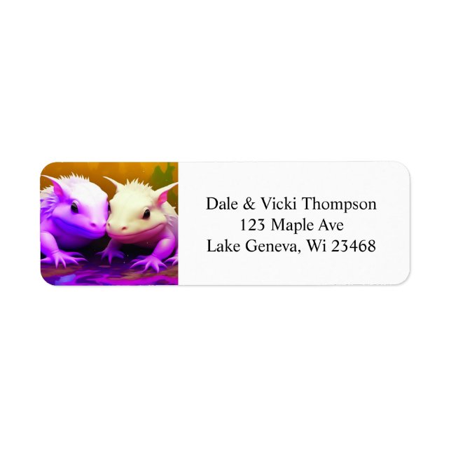 Cute Axolotl Couple Cuddling in Love AI art Label (Front)