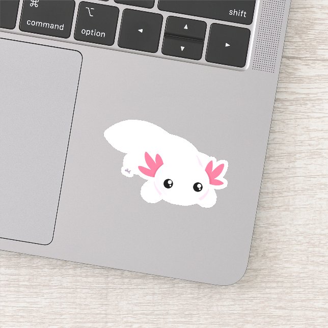 Cute Axolotl Custom-Cut Vinyl Sticker (Detail)