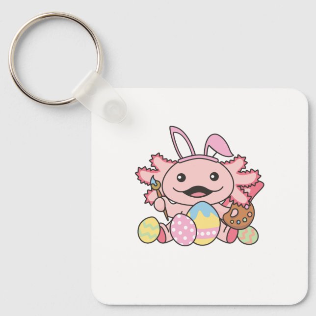 Cute Axolotl Easter With Easter Eggs As Easter Keychain (Front)