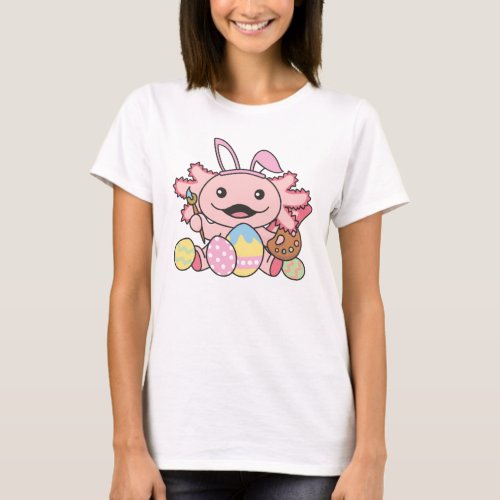 Cute Axolotl Easter With Easter Eggs As Easter T_Shirt