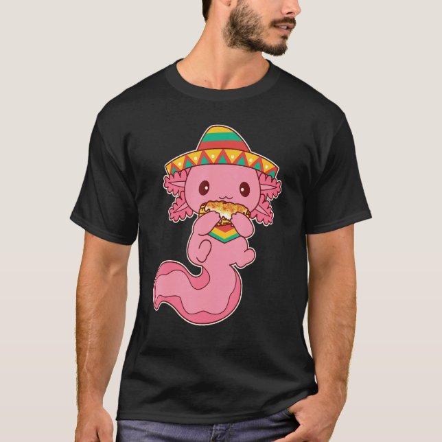 Cute Axolotl Eating Elote Grilled Mexican Street C T-Shirt (Front)