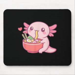 Cute Axolotl Eating Ramen Kawaii Food Lover Mouse Pad