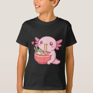 Cute Axolotl Eating Ramen Kawaii Food Lover T-Shirt