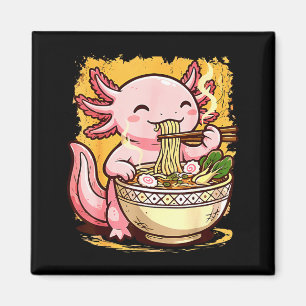 Cute Axolotl Eats Ramen Noodles Axolotls Ramen  Magnet