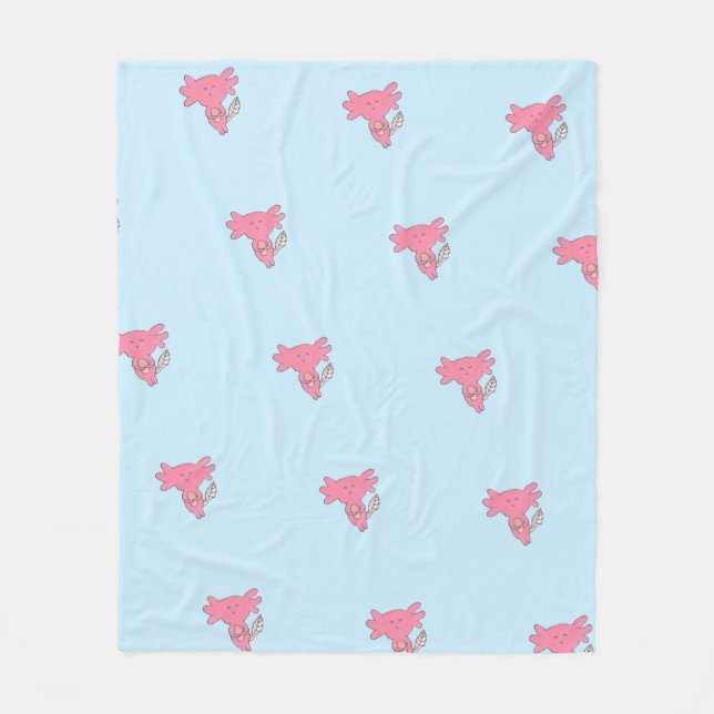 Cute Axolotl Fleece Blanket (Front)