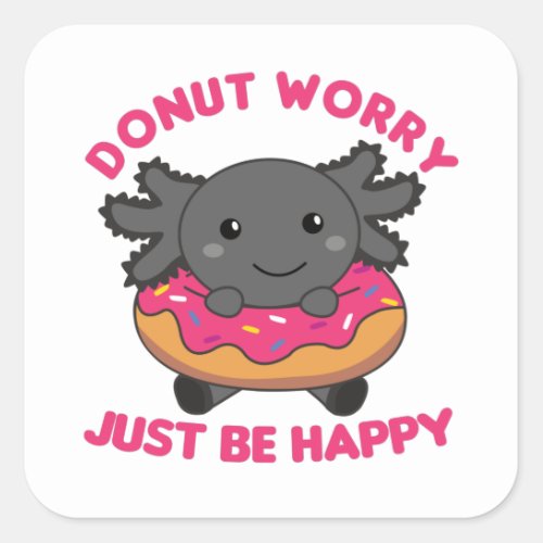 Cute Axolotl Funny Animals In Donut Pink Square St Square Sticker