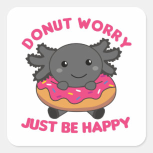 Cute Axolotl Funny Animals In Donut Pink Square St Square Sticker