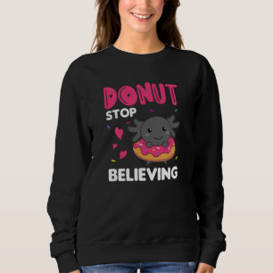 Cute Axolotl Funny Animals In Donut Pink Sweatshirt