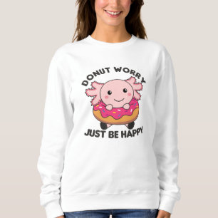 Cute Axolotl Funny Animals In Donut Pink Sweatshirt