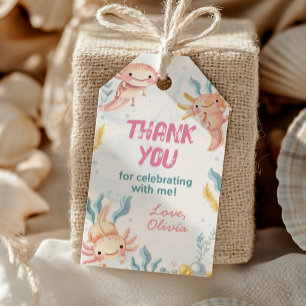 Cute Axolotl Girl Birthday Thank You Tag