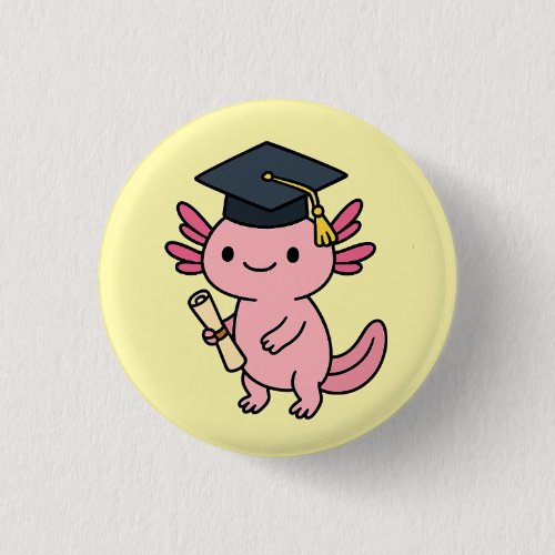 Cute Axolotl Graduation Button