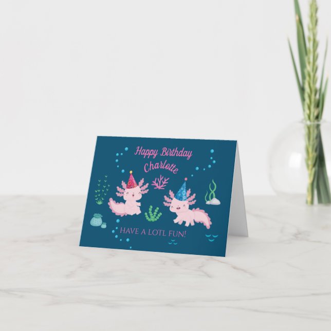  Cute Axolotl Happy Birthday Card (Front)