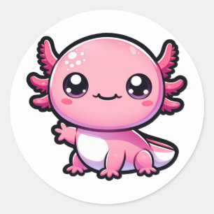 Cute Axolotl Hello Classic Round Sticker