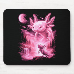 Cute axolotl howling to the moon meme mystical mouse pad