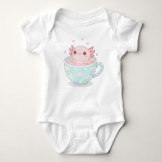 Cute axolotl in a cup baby bodysuit