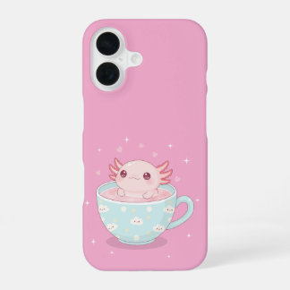 Cute axolotl in a cup iPhone 16 case