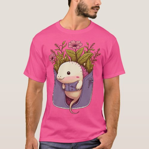 Cute Axolotl in a Pocket T_Shirt