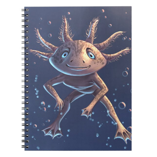 Cute axolotl in the water notebook (Front)