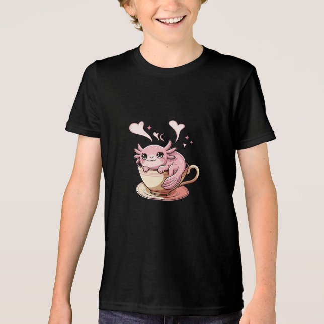 Cute Axolotl  – Kawaii Axolotl Lover Gift Tri-Blend Shirt (Front)