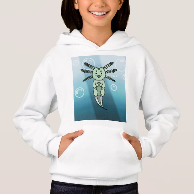 Cute Axolotl Kawaii Chibi Hoodie (Front)