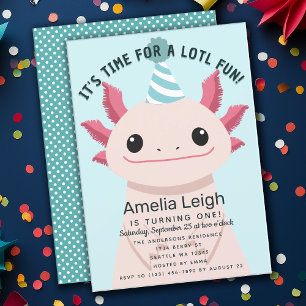Cute Axolotl Kids Alotl Fun Birthday Invitation