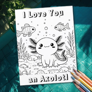 Cute Axolotl Kid's Coloring Page