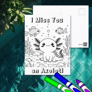 Cute Axolotl Kid's Coloring Page Postcard