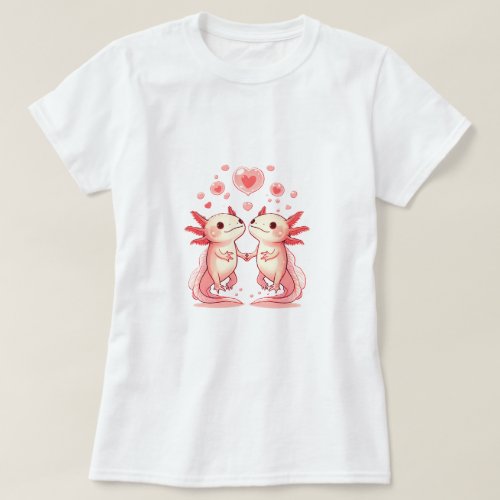 Cute Axolotl Love Holding Hands Womens T_Shirt