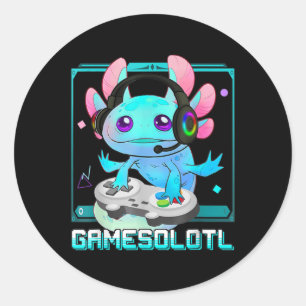 Cute Axolotl Lover Gamesalotl Gaming Axolotl Kids Classic Round Sticker