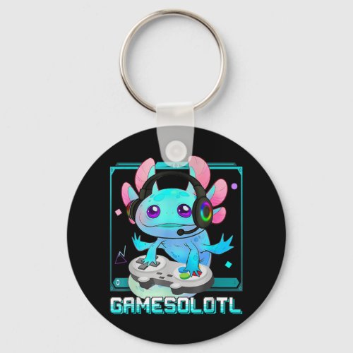 Cute Axolotl Lover Gamesalotl Gaming Axolotl Kids  Keychain