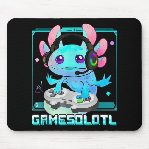Cute Axolotl Lover Gamesalotl Gaming Axolotl Kids  Mouse Pad