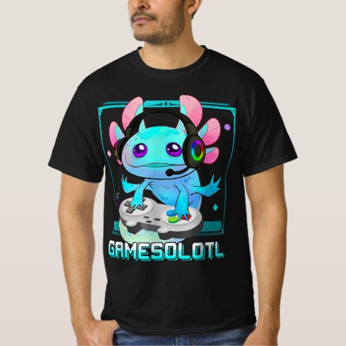 Cute Axolotl Lover Gamesalotl Gaming Axolotl Kids  T_Shirt