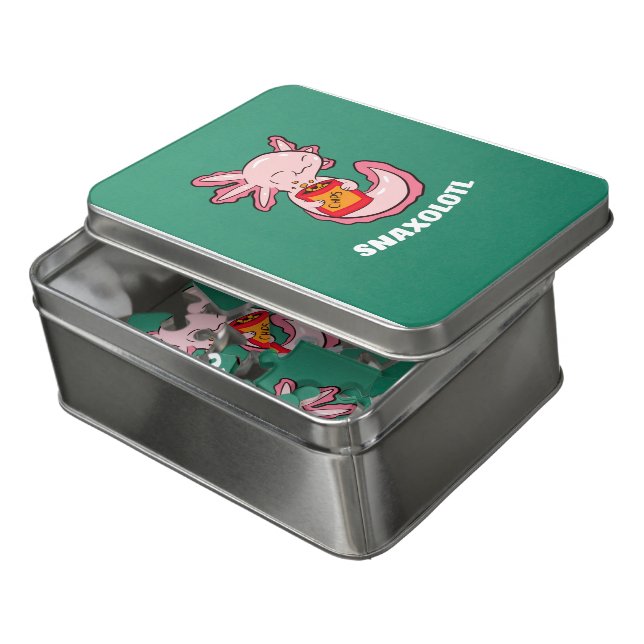Cute Axolotl Lover Snaxolotl Kawaii Axolotl Food  Jigsaw Puzzle (Lid Open)
