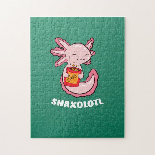 Cute Axolotl Lover Snaxolotl Kawaii Axolotl Food Jigsaw Puzzle