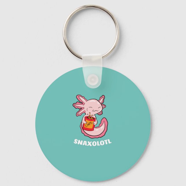 Cute Axolotl Lover Snaxolotl Kawaii Axolotl Food Keychain (Front)
