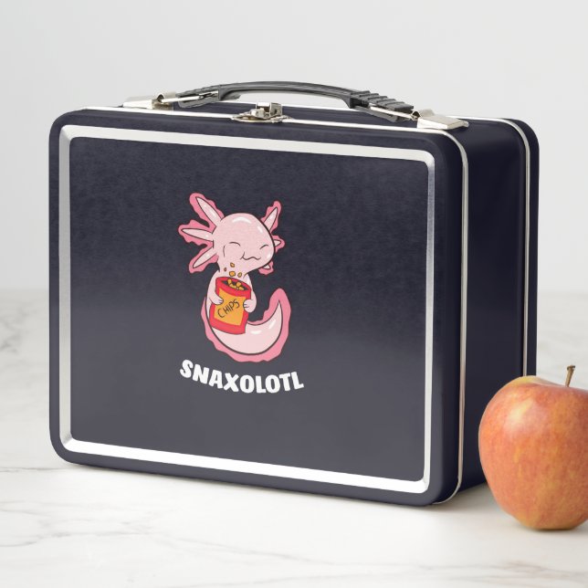 Cute Axolotl Lover Snaxolotl Kawaii Axolotl Food Metal Lunch Box (In Situ)