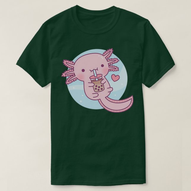 Cute Axolotl Loves Bubble Tea 1 T-Shirt (Design Front)