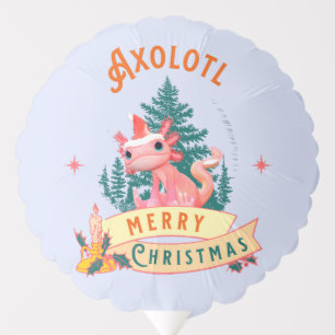 Cute Axolotl Merry Christmas Holiday Art Balloon