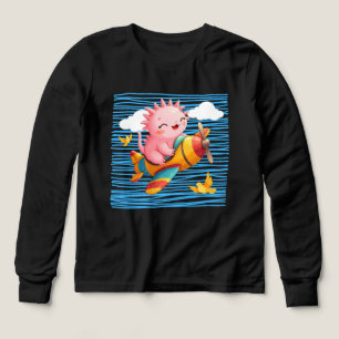 Cute axolotl on a plane Tri-Blend shirts