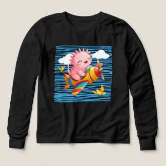 Cute axolotl on a plane Tri-Blend shirts