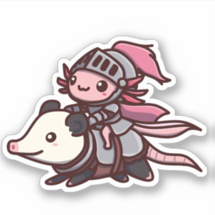 Cute Axolotl & Opossum Knight Sticker