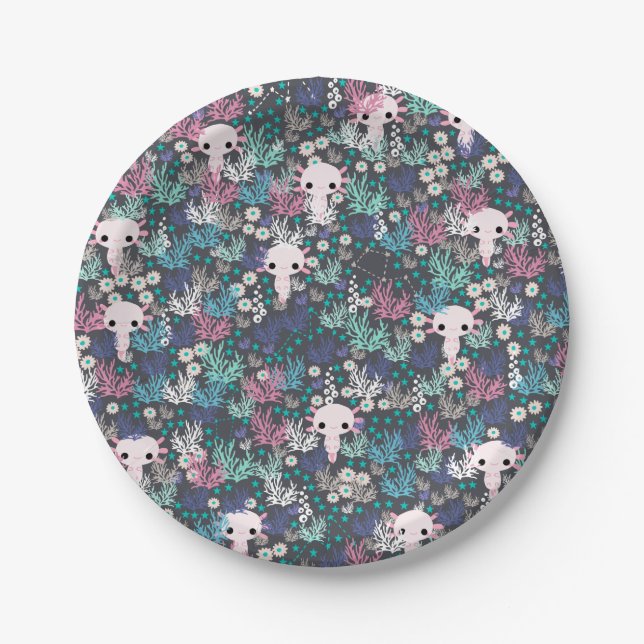Cute Axolotl Paper Plates (Front)