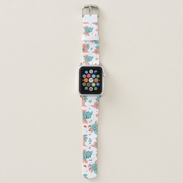 Cute Axolotl Pattern Kawaii Animal Kids Gifts Apple Watch Band (Front)