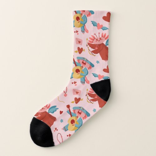 Cute Axolotl Pattern Valentines Day Socks