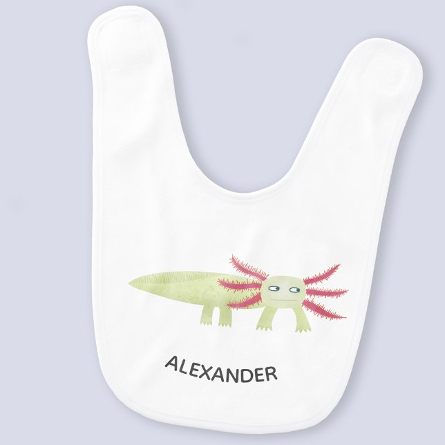 Cute Axolotl Personalized Baby Bib (Fun cute axolotl personalized baby name bib)