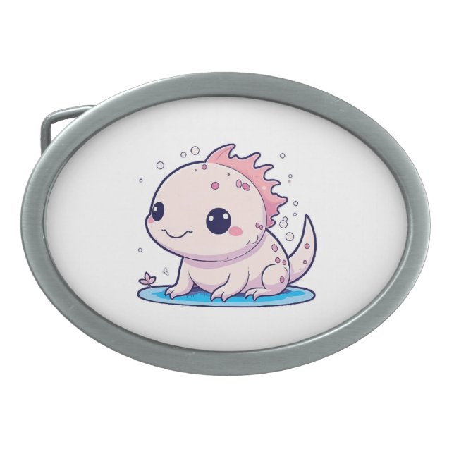 cute axolotl philosopher belt buckle (Front)