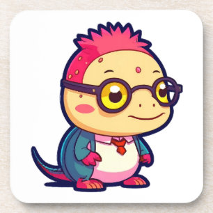 cute axolotl philosopher beverage coaster