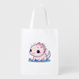 cute axolotl philosopher grocery bag